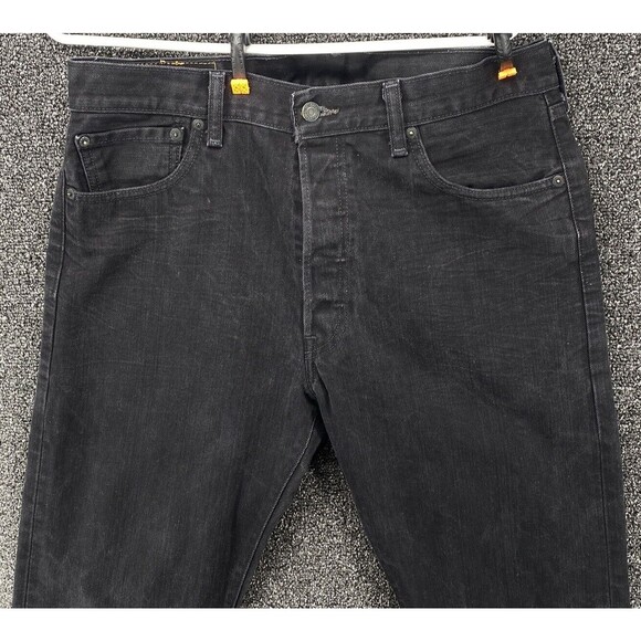 Levi's Mens 501 Jeans 36x34 Regular Fit Denim Button Fly Black Pants Western - Picture 9 of 13